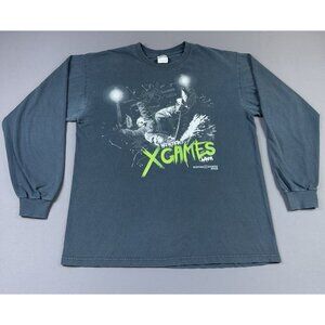 Rare Vintage Y2K X Games Winter Aspen Black Long Sleeve Shirt Large Sun Fade